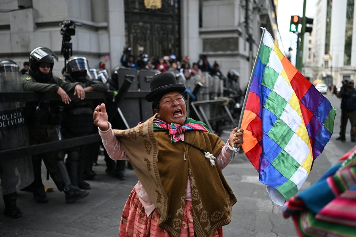 Protesta contra el gobierno del presidente Rodrigo Paz el 27 de mayo de 2026. (Marvin RECINOS / AFP)