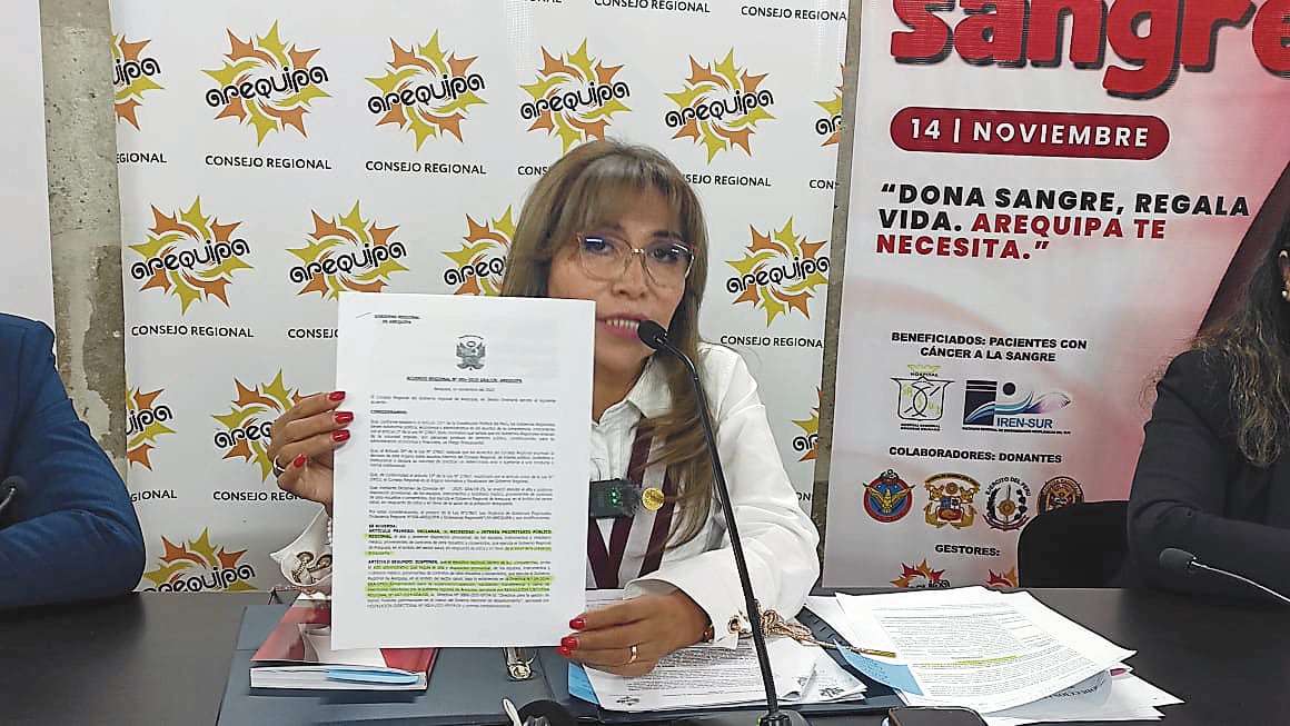 Consejera regional de Arequipa, Marleny Arminta, presentará hoy el informe en el Consejo.