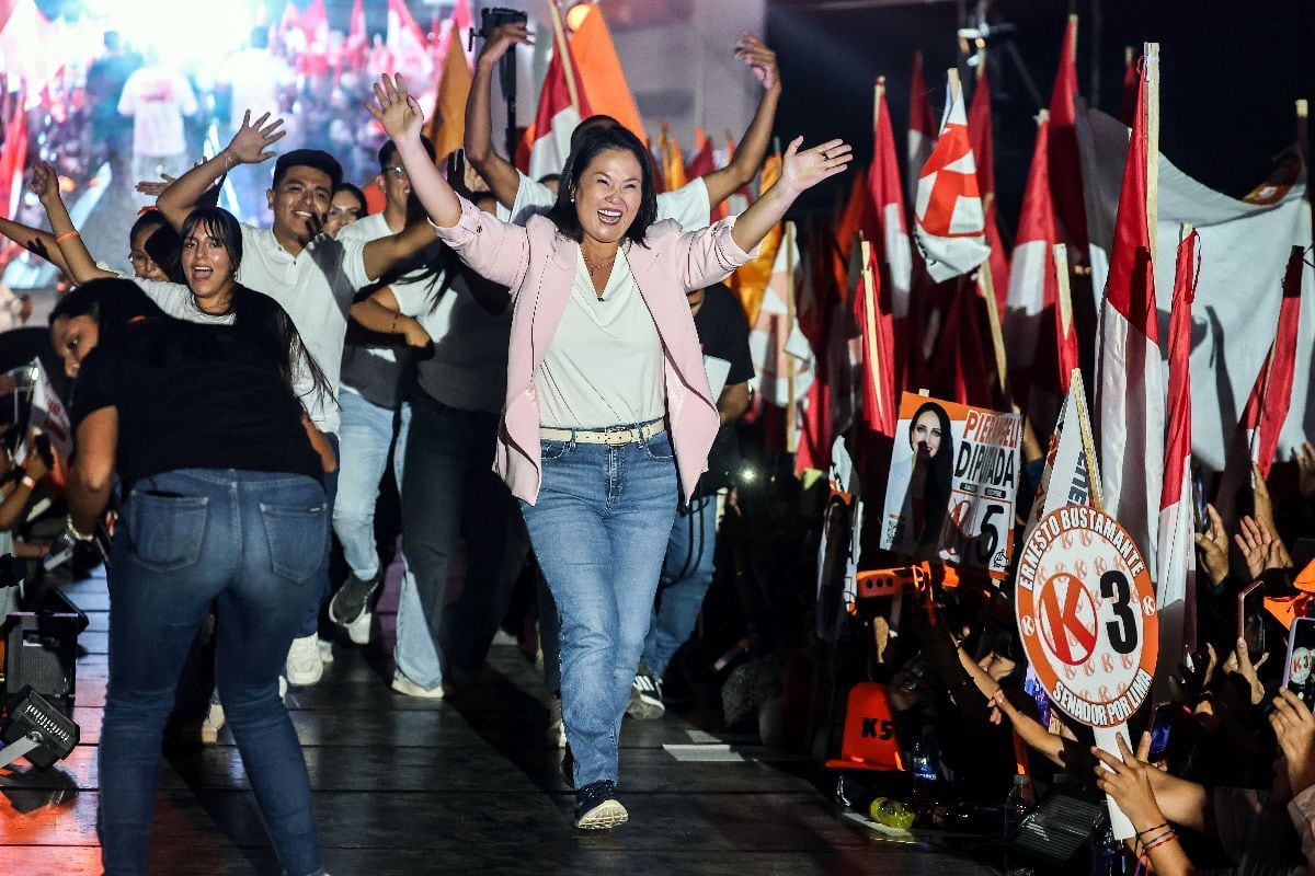 Keiko Fujimori durante un acto de cierre de campaña en Lima el 9 de abril.