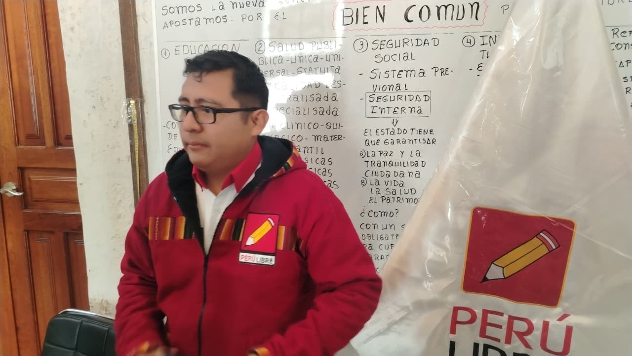 Secretario regional de Perú Libre en Arequipa, Hans Godoy se pronuncia sobre el nuevo presidente de la República (Foto: Álvaro Figueroa)