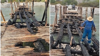 Pobladores de Chaucalla reparan puente de madera incendiado y exigen puente Bailey (VIDEO)