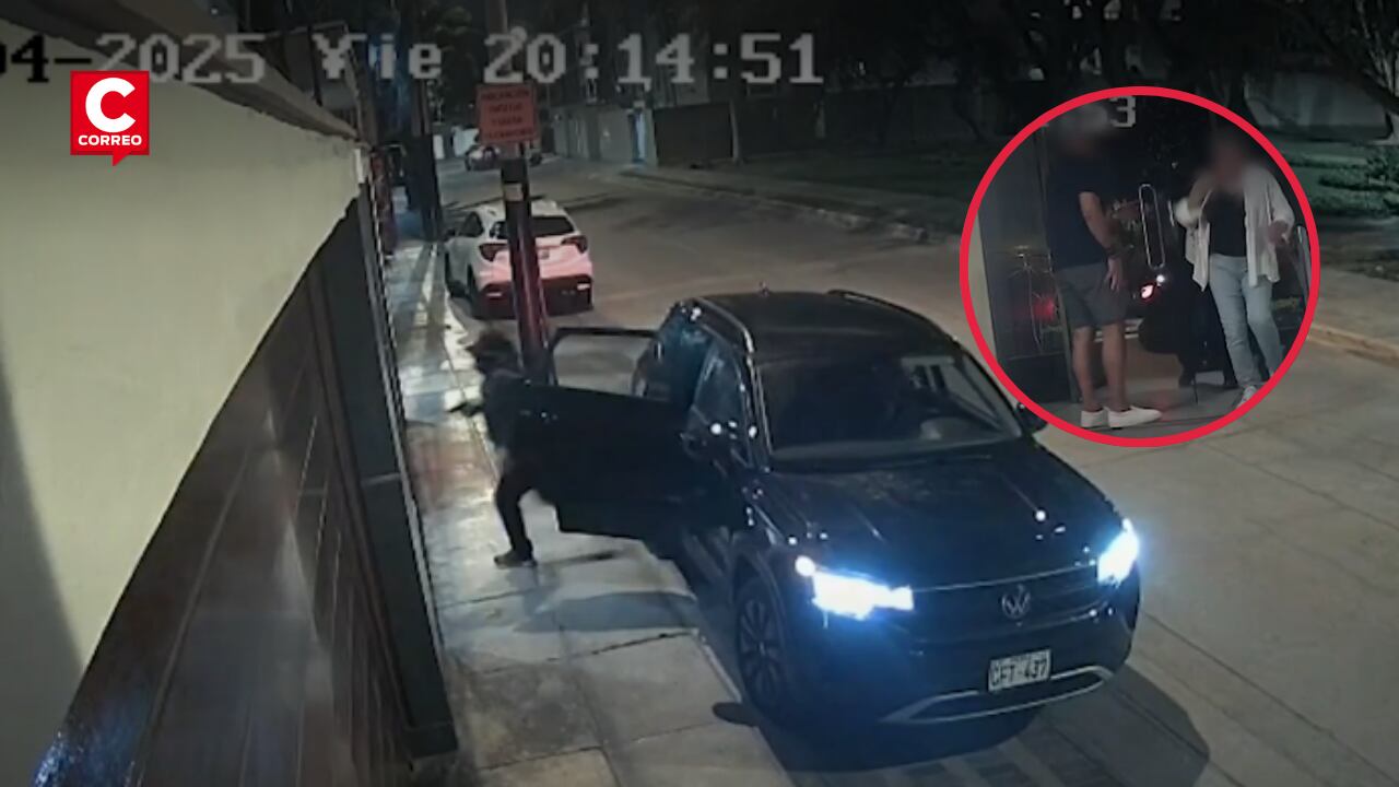 Dos delincuentes armados interceptaron a una pareja en la puerta de un edificio y escaparon con sus pertenencias. Los vecinos exigen mayor seguridad ante la creciente ola de robos en la zona. (Captura de América Noticias)