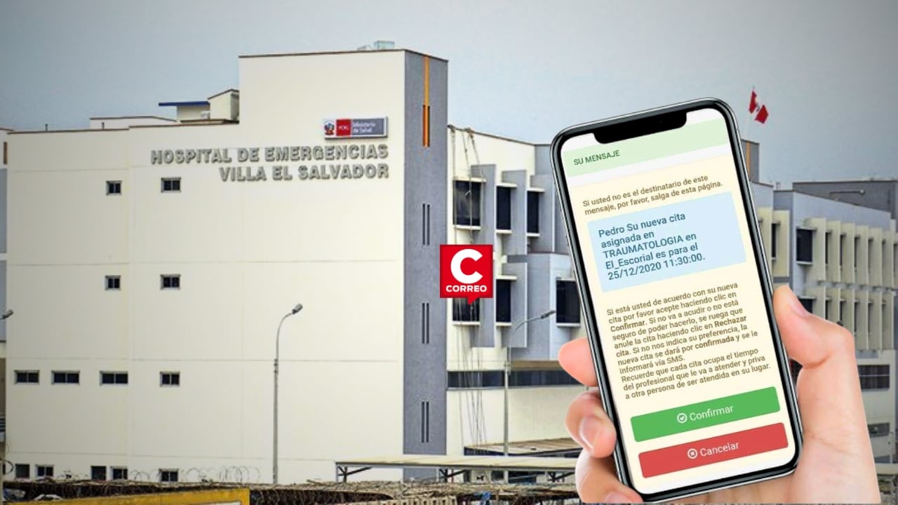 Minsa: Hospital Villa El Salvador implementa sistema para citas médicas con un solo clic vía SMS. Composición: Diario Correo.