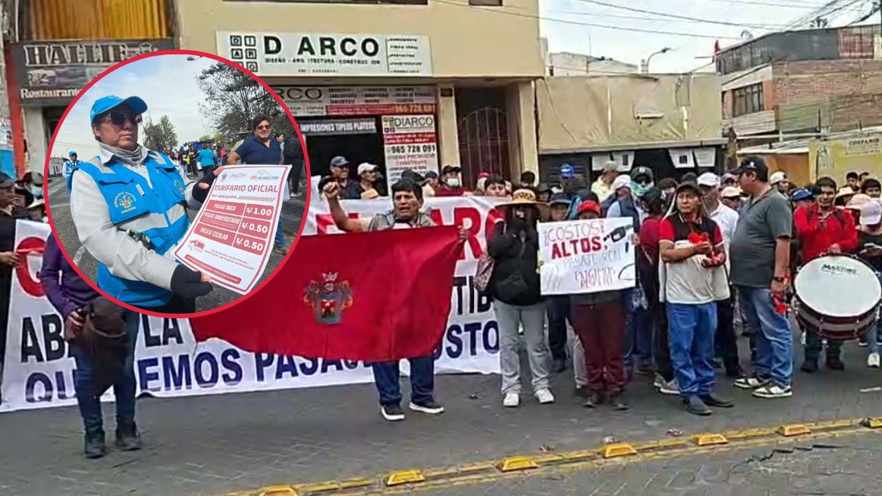Municipalidad de Arequipa coloca tarifarios en buses, mientras transportistas protestan (Foto: Yunsu Pariapaza/@photo.gec)