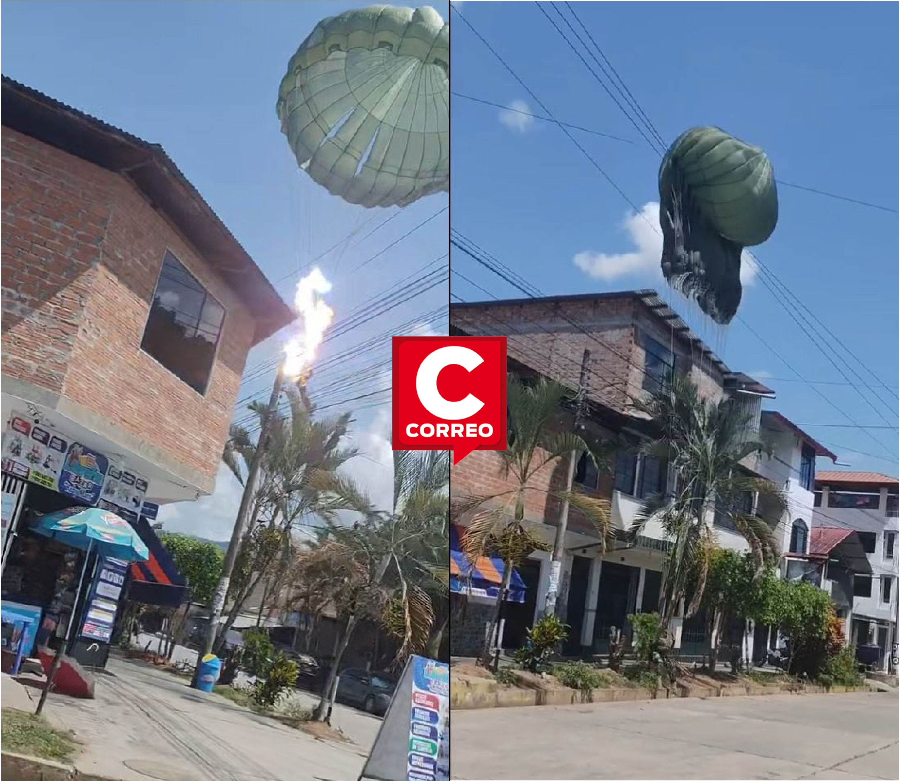 Satipo: paracaidista de Los Sinchis resulta herido tras hacer contacto con cables eléctricos (video)