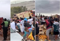 Ica: tráiler cargado de frutas se vuelca en la “Curva del Diablo” y población se lleva mercadería