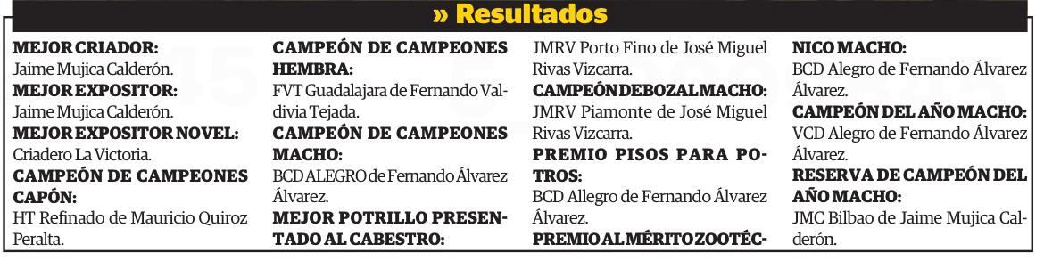 Resultados de concurso de caballo de paso. (Foto: GEC)