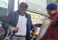 Huancayo: Empresario se encadena en Municipalidad de El Tambo exigiendo pago de 800 mil soles (VIDEO)