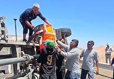Arequipa: conductor queda herido tras volcar camión en la Panamericana Sur