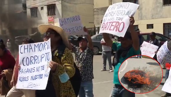 Trabajadores protestan a exteriores de la Sociedad de Beneficencia Huancayo por falta de pagos. Créditos: cortesía