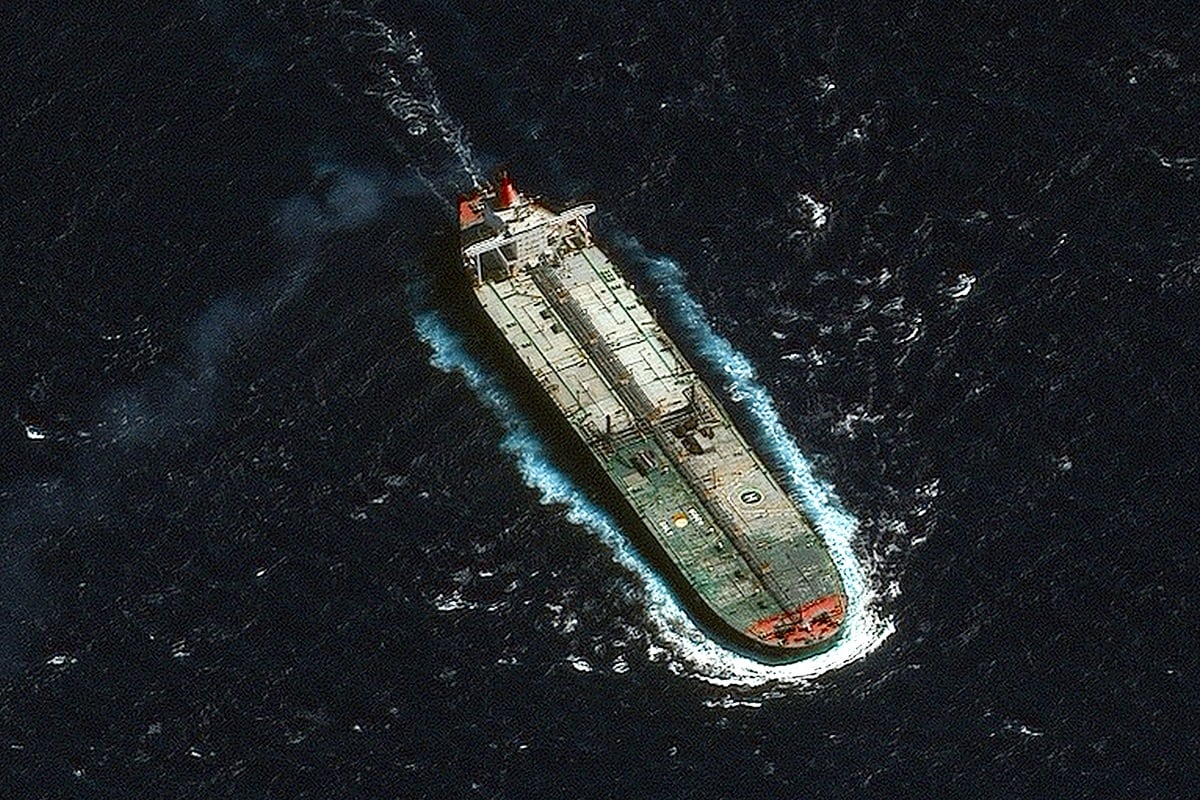 El recientemente incautado petrolero venezolano conocido como The Skipper el 12 de diciembre de 2025. (EFE/EPA/SATELLITE IMAGE ©2025 VANTOR)