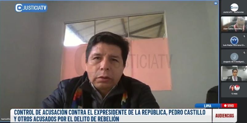 Pedro Castillo cumple prisión preventiva mientras afronta acusaciones por el golpe de Estado y casos de corrupción en su gobierno. (Justicia TV)