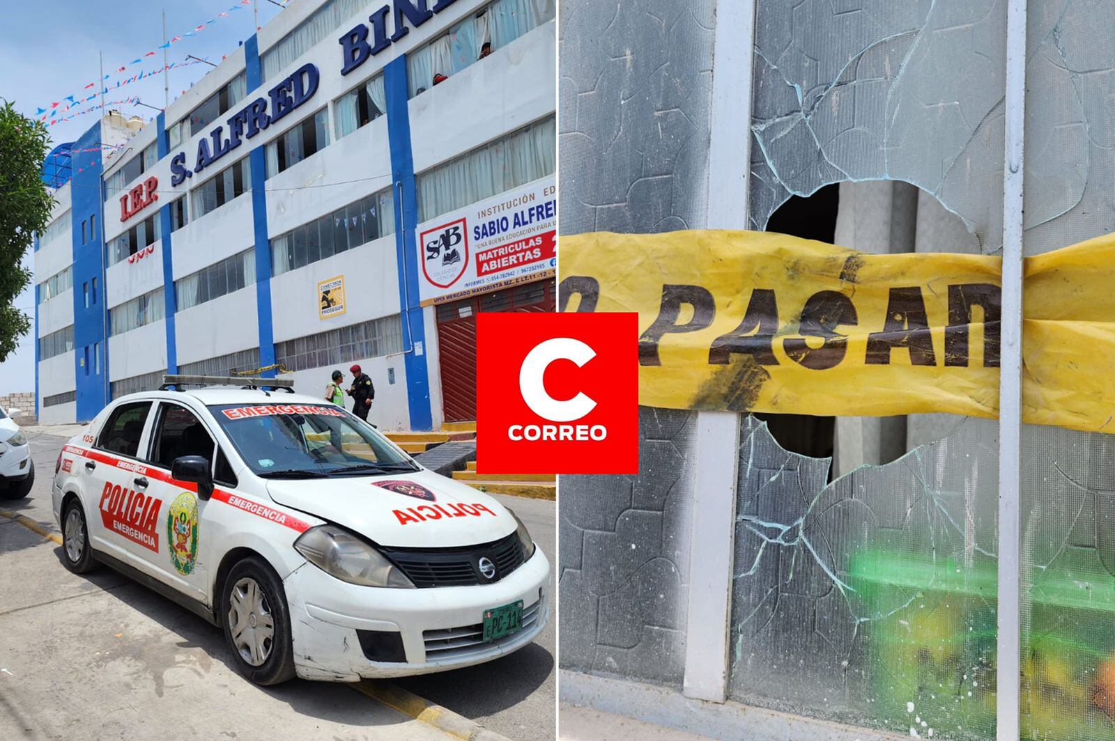 Daños materiales en colegio de Cerro Colorado por bomba molotov. (Foto: GEC)