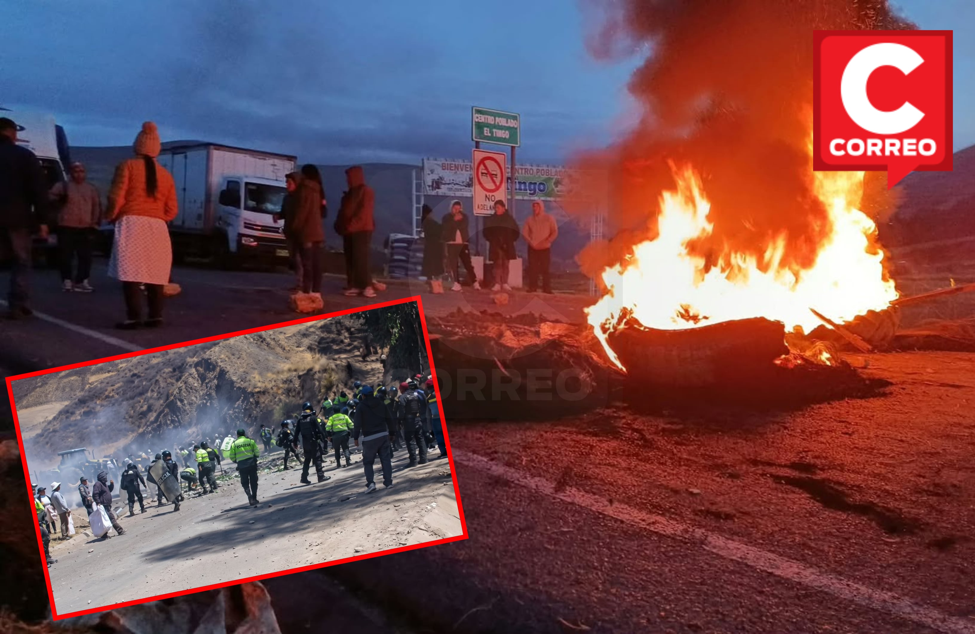 Acolla ardió en su aniversario por bloqueo de carretera Jauja - Tarma