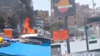 El Agustino: se registra incendio en avenida 28 de Julio cerca de un grifo (VIDEO)
