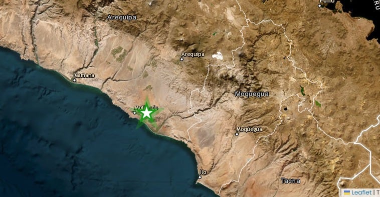 Sismo de magnitud 3.9 se registró esta noche en Mollendo. Foto: IGP.