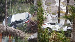 Camioneta queda atrapada en una palmera tras accidente en la Costa Verde (VIDEO)