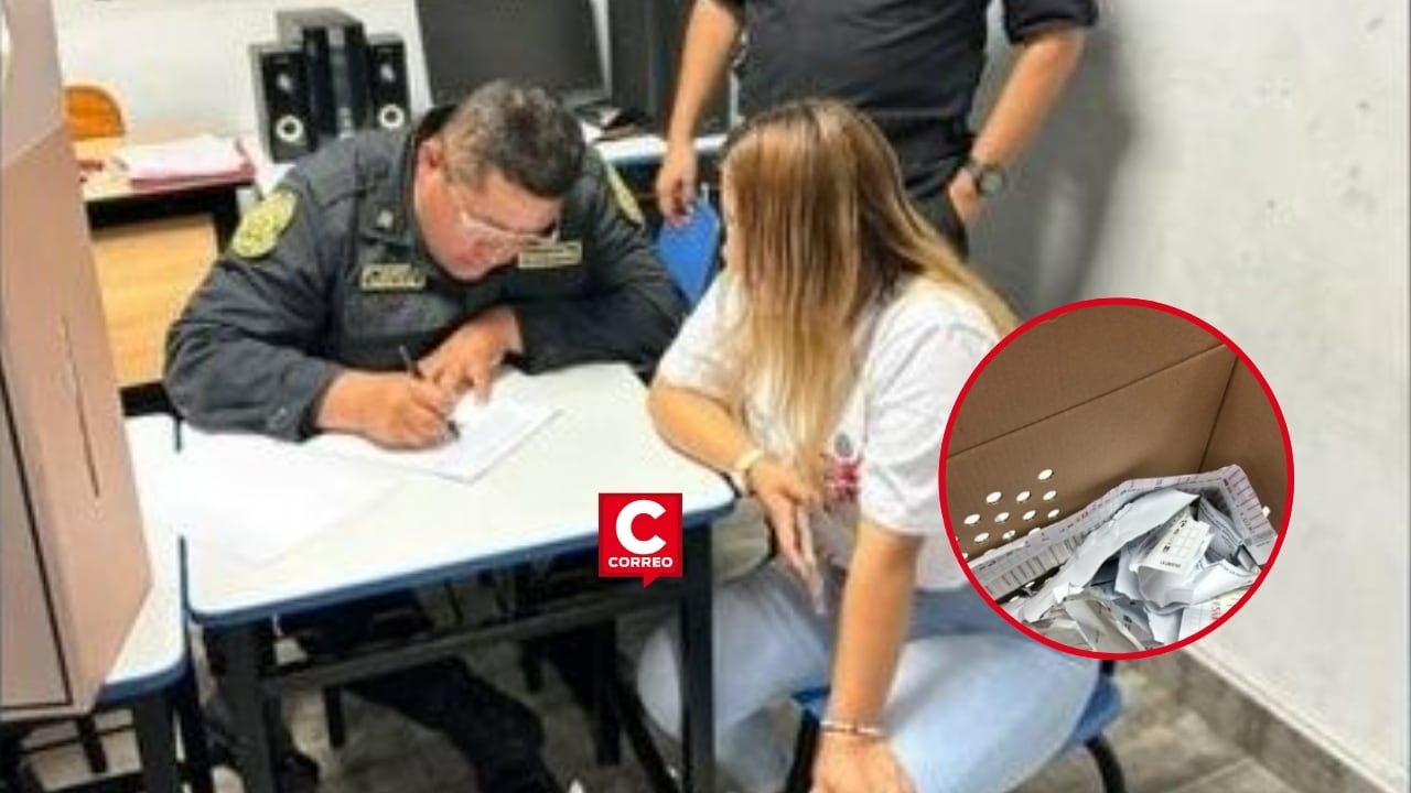 La Libertad: PNP detiene a fiscalizadora del JNE por destruir votos válidos durante el conteo. Composición: Diario Correo.