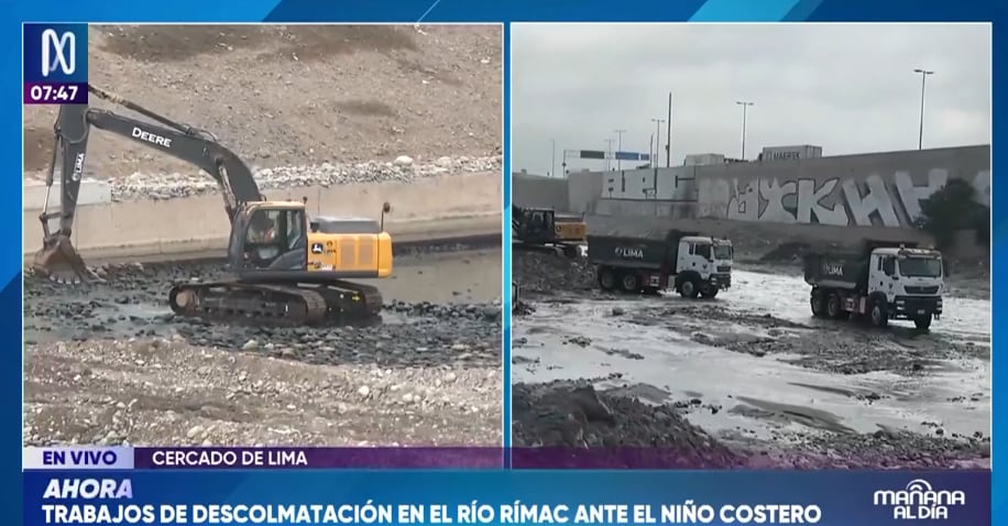 Municipalidad ejecuta trabajos en los ríos Rímac y Lurín, mientras prepara nuevas intervenciones en el Chillón para prevenir emergencias. FOTO: CAPTURA CANAL N.