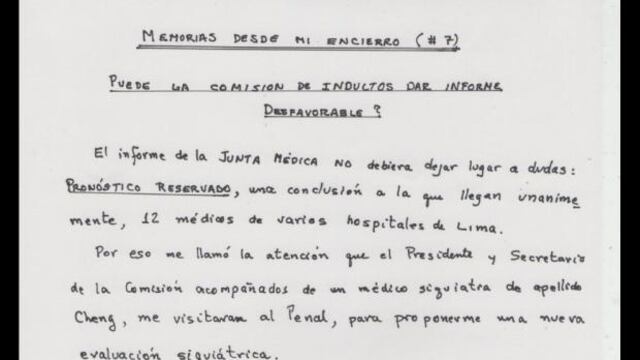 Fujimori denuncia que comisión de indultos le exige nueva prueba médica