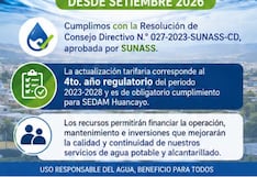 Aumenta en 7% la tarifa de agua para usuarios de Sedam Huancayo desde septiembre