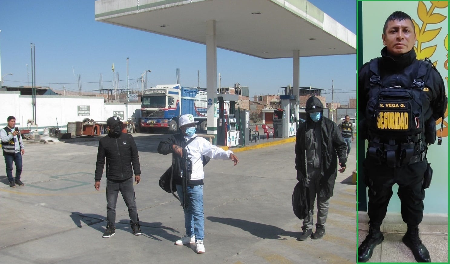 El exrecluso y agente de seguridad Ragin Haster Vega Gamboa y sus compinches participaron de una reconstrucción sobre el atraco en grifo Aapitac