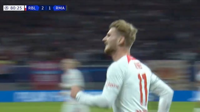 Real Madrid  vs. Leipzig: Timo Werner consiguió el 3-1 del cuadro alemán (VIDEO)