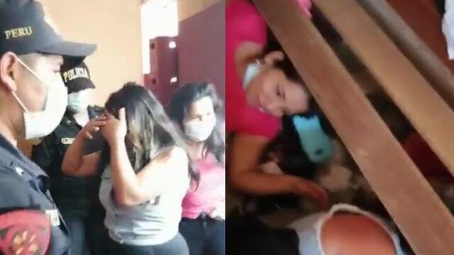 Mujeres se esconden debajo de cama para evitar intervención policial por beber cervezas en Huánuco (VIDEO)