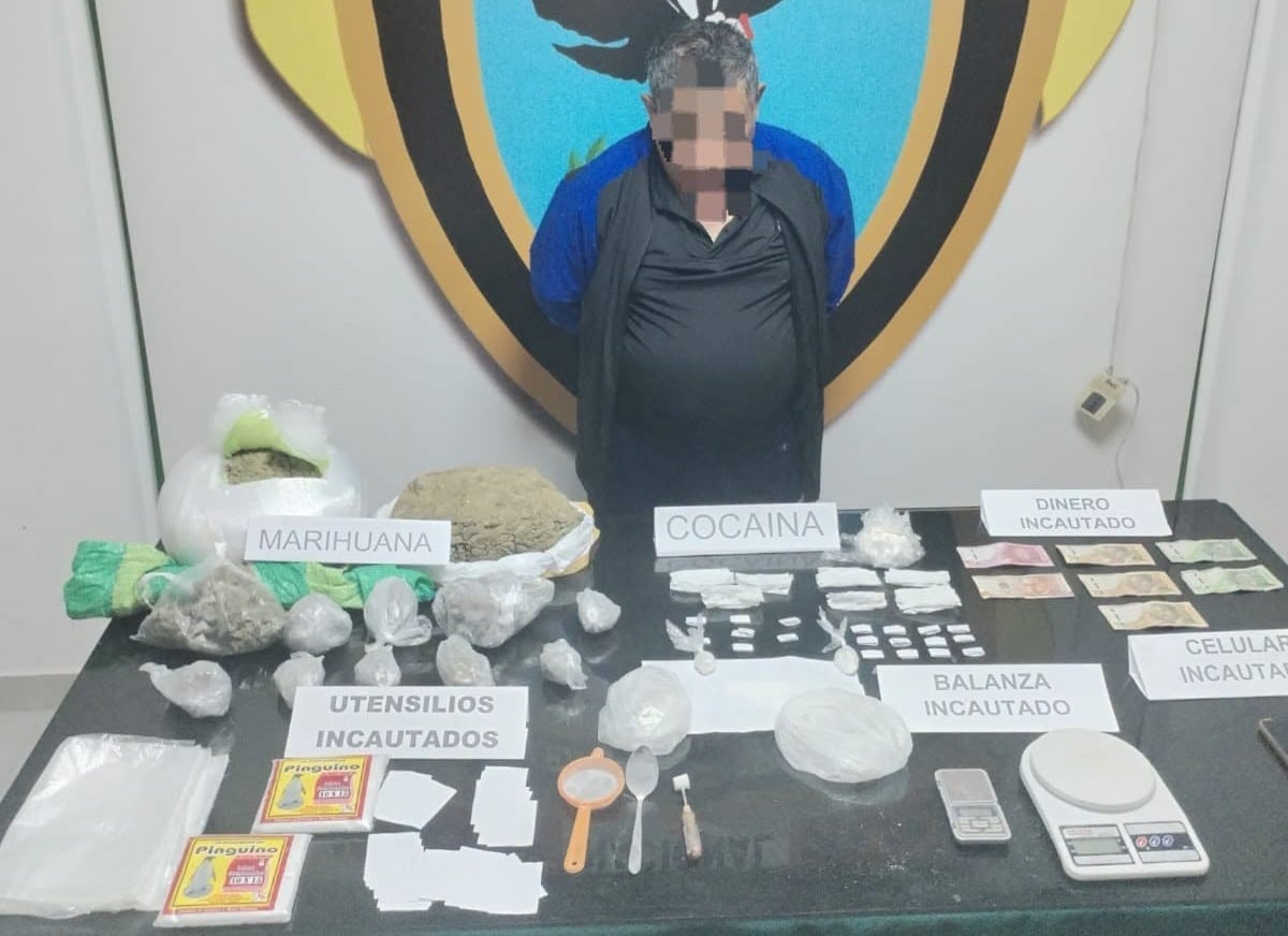 Arequipa: detienen a varón de 63 años con más de 4 kilos de droga en Mollebaya