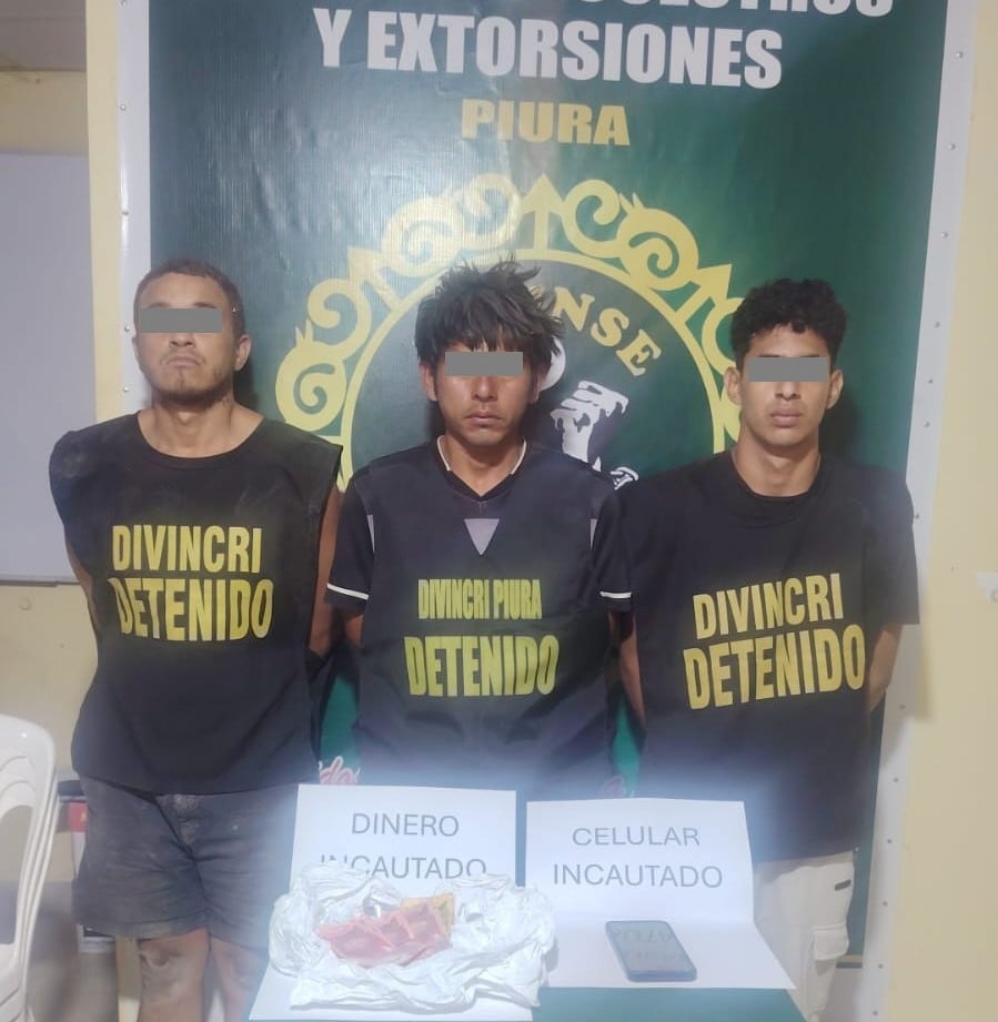Capturan a tres presuntos extorsionadores en el distrito de Las Lomas.