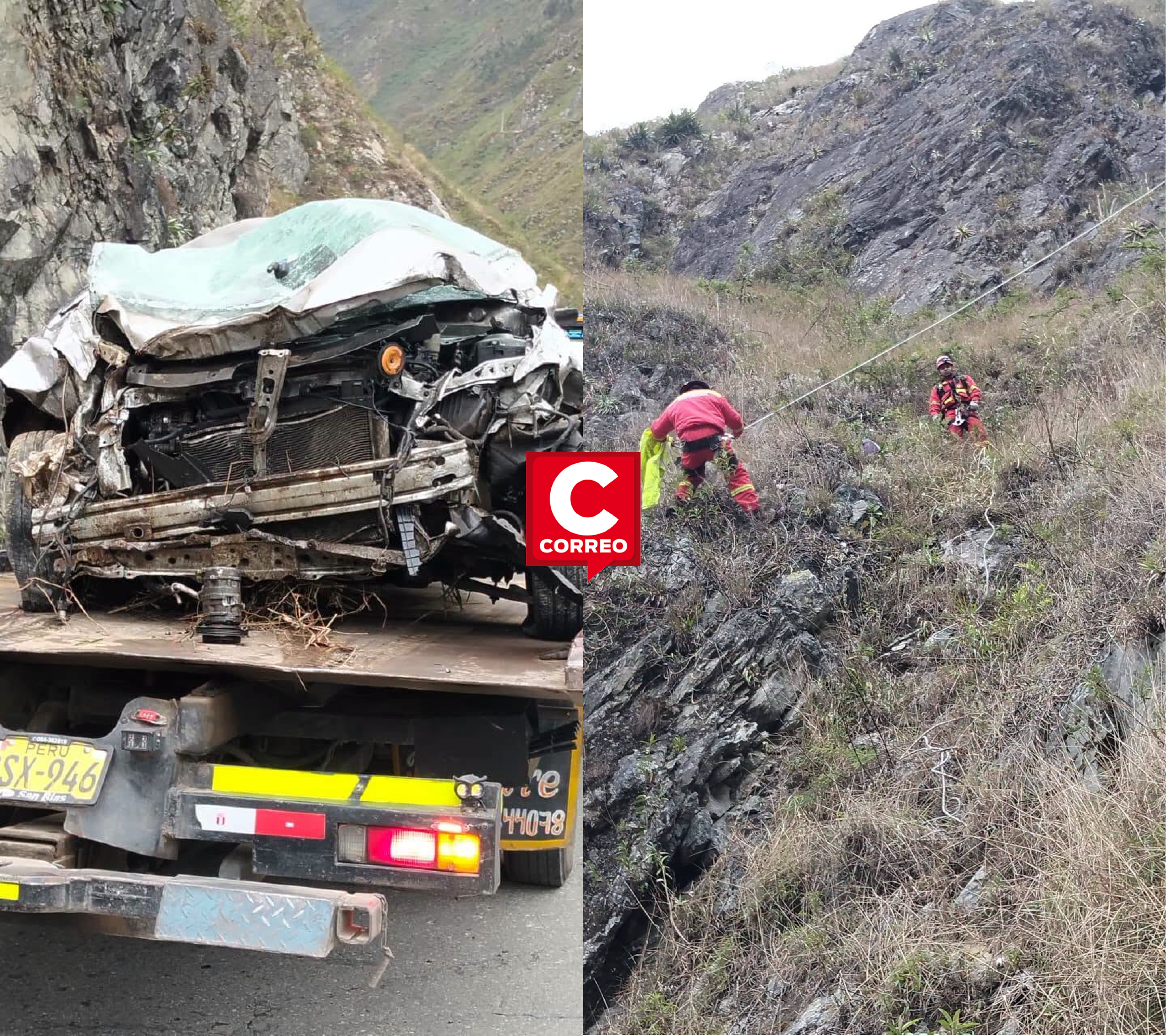 Tarma: conductor muere tras chocar contra bus y caer a abismo de 100 metros en Carpapata