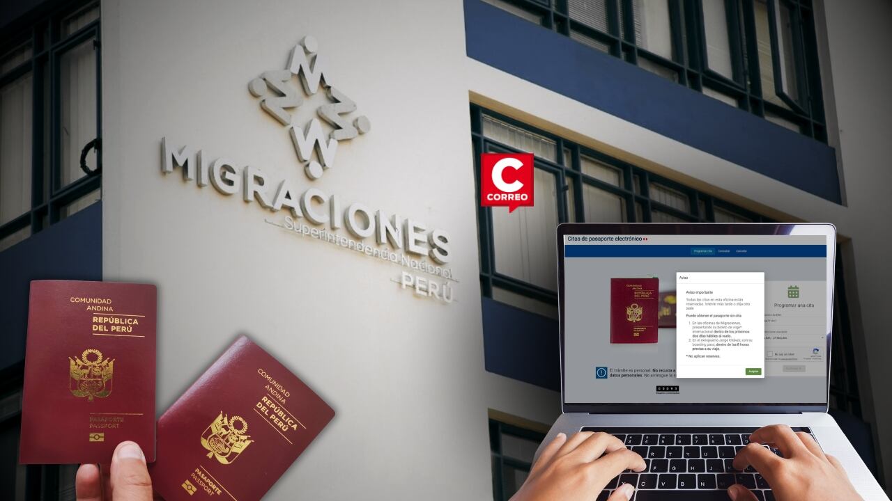 Migraciones elimina citas virtuales: pasaportes se tramitarán por orden de llegada y máximo en 2 horas . Composición: Diario Correo.