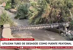 Huarochirí: Vecinos utilizan canal de regadío como puente peatonal