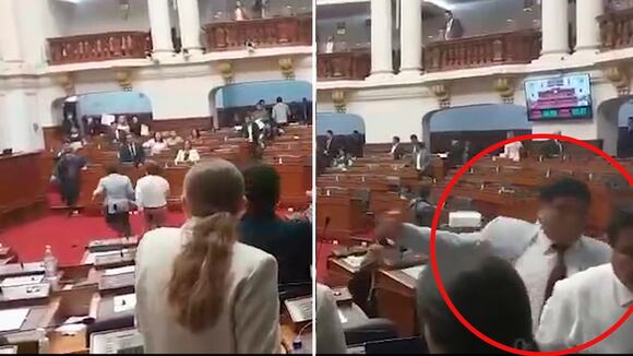 Momento exacto de la cobarde agresión del congresista Pasión Dávila a Juan Burgos