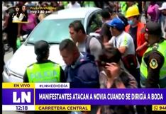 Novia herida en paro de transporte: El preciso instante cuando lanzaron una piedra al vehículo (VIDEO)