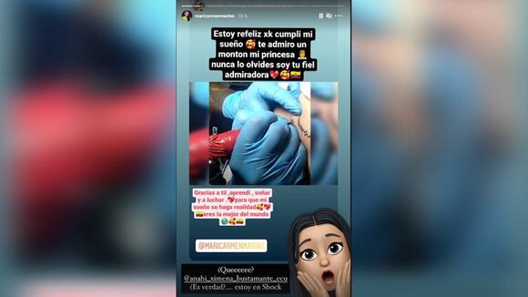 CORREO: Joven venezolana se tatuó el nombre de Maricarmen Marín: “Gracias a ti, aprendí a soñar”