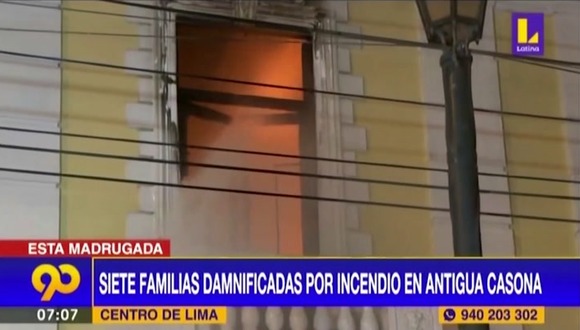Cercado de Lima: incendio destruye segundo piso de antigua casona y deja siete familias damnificadas