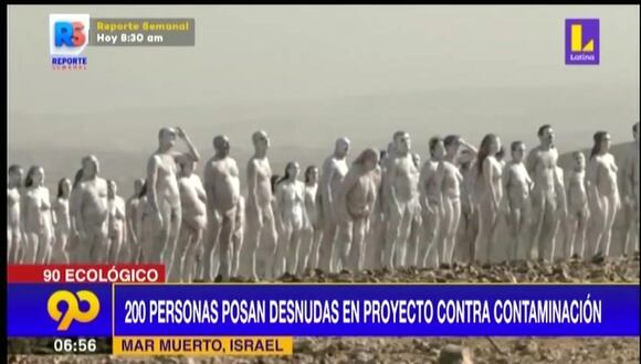 Israel: 200 personas posan desnudas para alertar sobre contaminación del mar Muerto