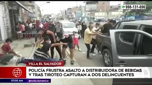 Policía frustra asalto a distribuidora de bebidas tras balacera en Villa El Salvador