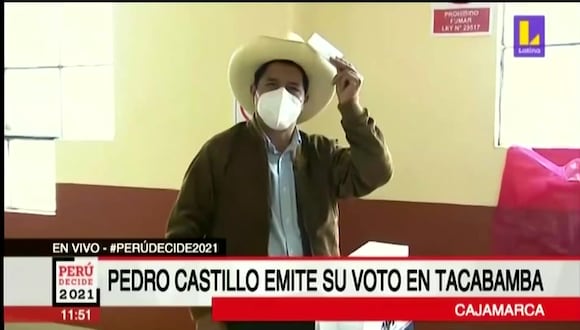 Pedro Castillo emitió su voto en su centro de votación de Tacabamba (Video: Latina TV)