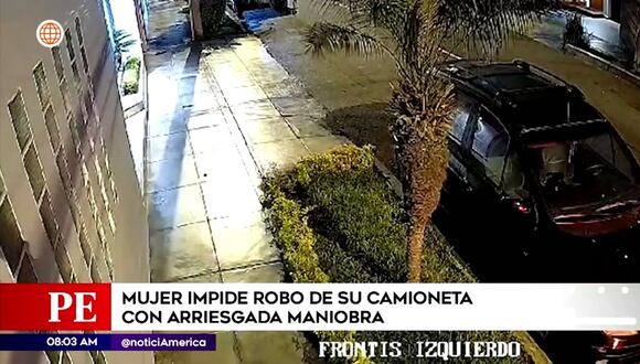Mujer evita el robo de su camioneta