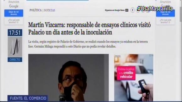 Martín Vizcarra: jefe de ensayos clínicos de Sinopharm visitó Palacio antes de inoculación