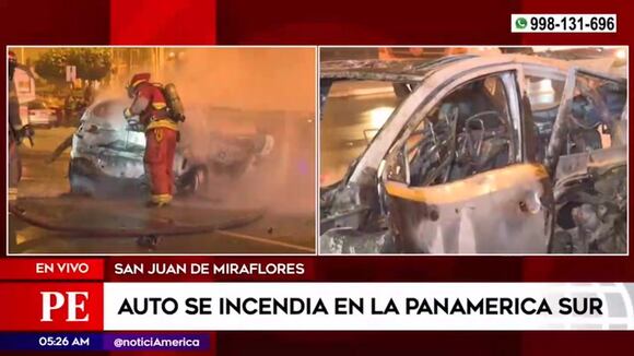 Auto se incendia en la Panamericana Sur