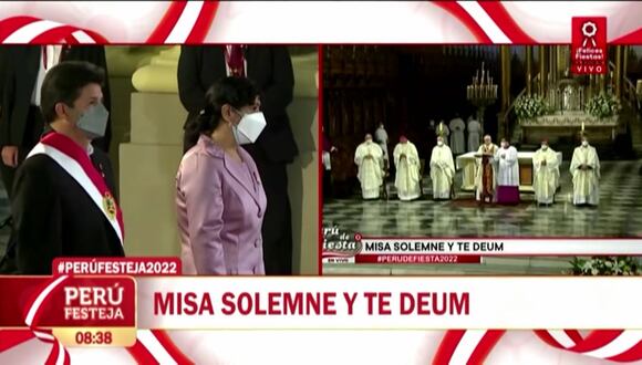 Imágenes de Pedro Castillo en la Catedral de Lima