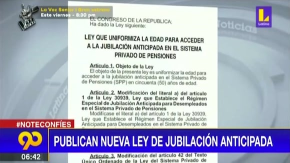Publican nueva ley de Jubilación Anticipada
