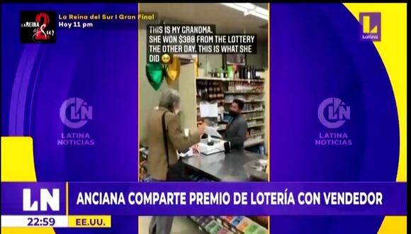 Anciana comparte premio de loteria