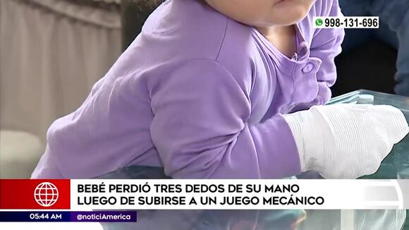 Bebé pierde tres dedos en juego mecánico