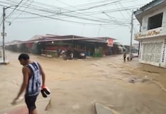 Piura: fuertes lluvias convierten calles de Chulucanas en ríos y dificultan el tránsito de vecinos (VIDEO)