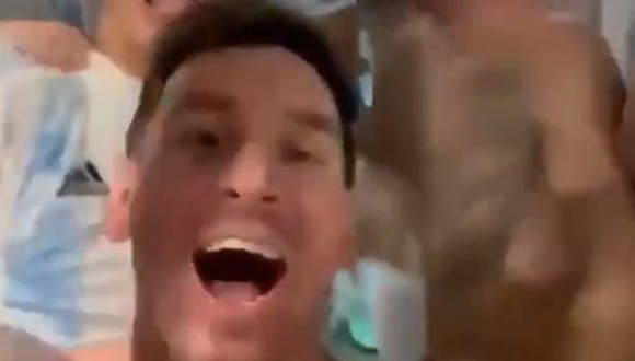 El eufórico festejo de Lionel Messi en el vestuario. (Video: Minuto Boca / Twitter)