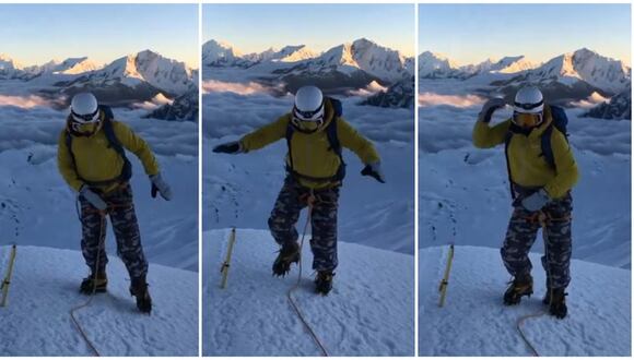 Joven celebra que llegó a la cumbre de la montaña Vallunaraju bailando ‘No sé' de Explosión